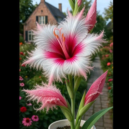 Rare Feather-Edged Lily Bulbs – Stunning Pink & White Blooms, Easy to Grow