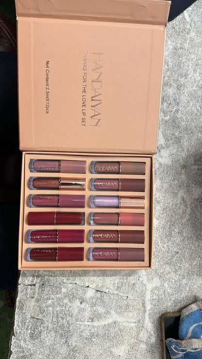 12 Matte Lipsticks – Smudge-Proof & Long-Lasting (Orginal Handaiyan )