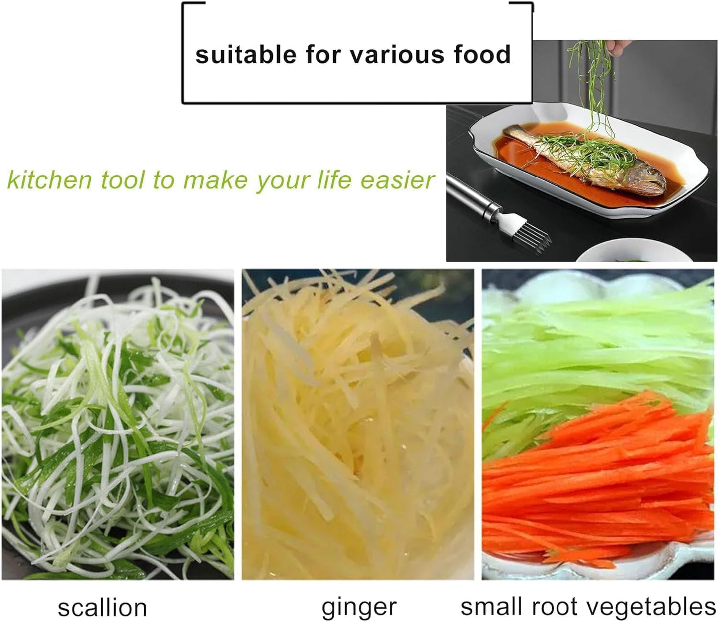 ✨Buy 1 Get 1 Free✨ Stainless Steel Scallion Cutter Shredder Slicer For Fruits Vegetables