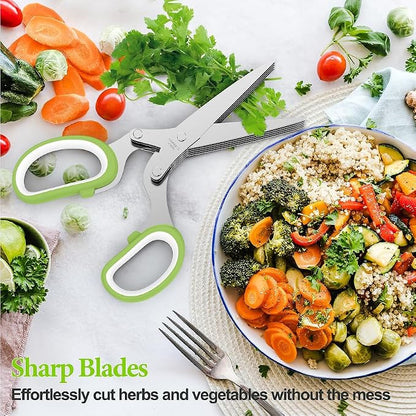 ✨Buy 1 Get 1 Free✨ 5-in-1 Layers Kitchen Scissor – Multi-Blade Herb & Vegetable Cutting Shears with Cleaning Comb | Stainless Steel Kitchen Herb Cutter