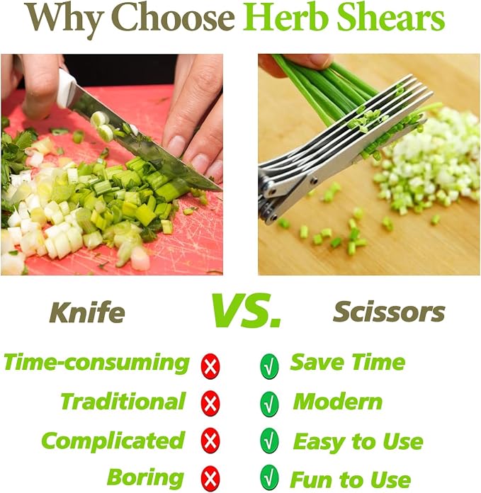 ✨Buy 1 Get 1 Free✨ 5-in-1 Layers Kitchen Scissor – Multi-Blade Herb & Vegetable Cutting Shears with Cleaning Comb | Stainless Steel Kitchen Herb Cutter