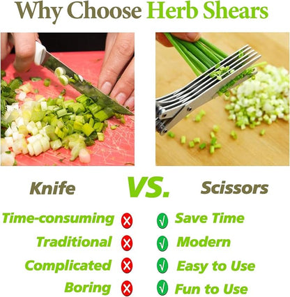 ✨Buy 1 Get 1 Free✨ 5-in-1 Layers Kitchen Scissor – Multi-Blade Herb & Vegetable Cutting Shears with Cleaning Comb | Stainless Steel Kitchen Herb Cutter