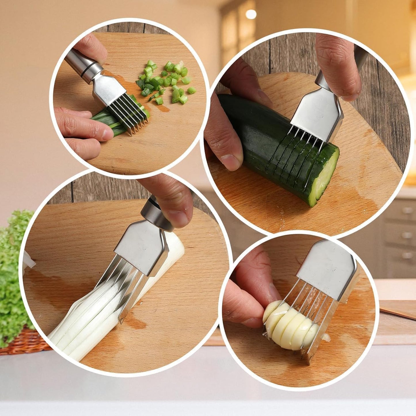 ✨Buy 1 Get 1 Free✨ Stainless Steel Scallion Cutter Shredder Slicer For Fruits Vegetables