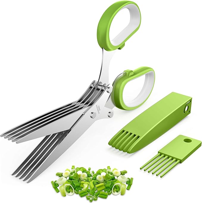 ✨Buy 1 Get 1 Free✨ 5-in-1 Layers Kitchen Scissor – Multi-Blade Herb & Vegetable Cutting Shears with Cleaning Comb | Stainless Steel Kitchen Herb Cutter