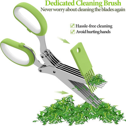 ✨Buy 1 Get 1 Free✨ 5-in-1 Layers Kitchen Scissor – Multi-Blade Herb & Vegetable Cutting Shears with Cleaning Comb | Stainless Steel Kitchen Herb Cutter