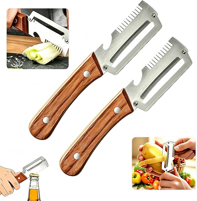 ✨Buy 1 Get 1 Free✨3-in-1 Multifunctional Peeler Knife with Bottle Opener & Wooden Handle