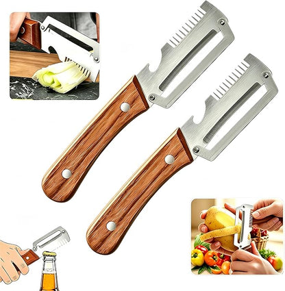 ✨Buy 1 Get 1 Free✨3-in-1 Multifunctional Peeler Knife with Bottle Opener & Wooden Handle
