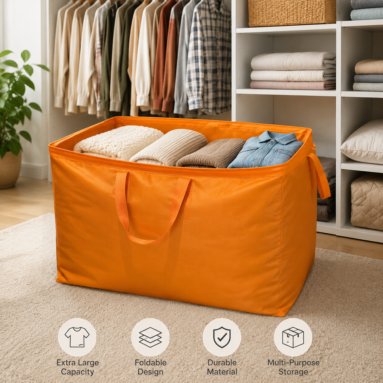 ✨Buy 1 Get 1 Free✨ Extra Large Foldable Storage Bag – Space Saving Organizer for Home