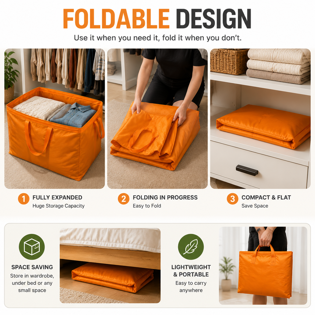 ✨Buy 1 Get 1 Free✨ Extra Large Foldable Storage Bag – Space Saving Organizer for Home