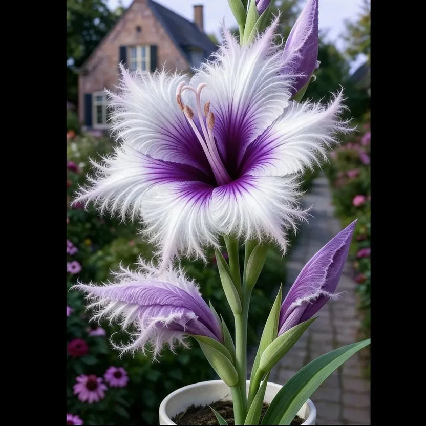 Rare Feather-Edged Lily Bulbs – Stunning Pink & White Blooms, Easy to Grow